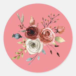 Girly Flowery Classic Round Sticker