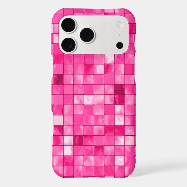 Girly Fuchsia Geometric Decorative Tile Pattern (Back)