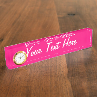 Girly Fuchsia Pink Custom Friendly Background Nameplate