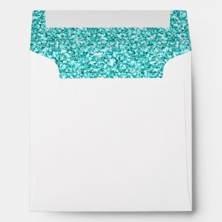 Girly, Fun Aqua Blue Glitter Printed Envelopes