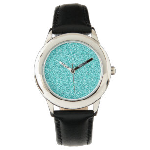 Girly, Fun Aqua Blue Glitter Printed Watch