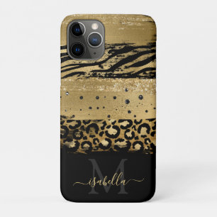 Girly Fun Modern Gold Glitter Script Monogrammed Case-Mate iPhone Case