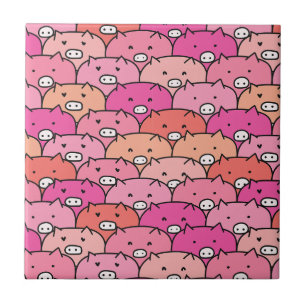 Girly Funny Pig Pattern Tile