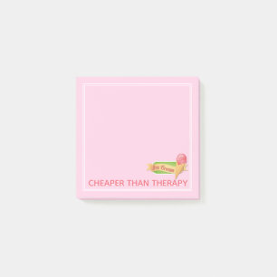 Girly Funny Therapy Pink Ice Cream Post-it Notes