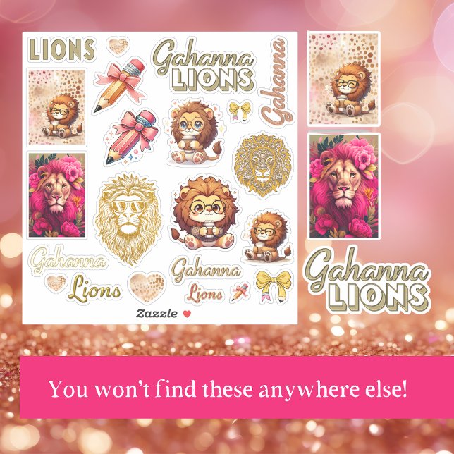 Girly Gahanna Lions Pink and Gold Sticker Sheet (Creator Uploaded)