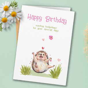Girly Garden Hedgehug All Ages Birthday Card