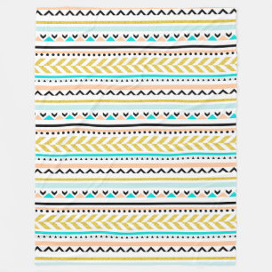 Girly Geometric Aztec Inspired Design Fleece Blanket