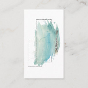 *~* Girly Geometric Silver & Turquoise Watercolor Business Card