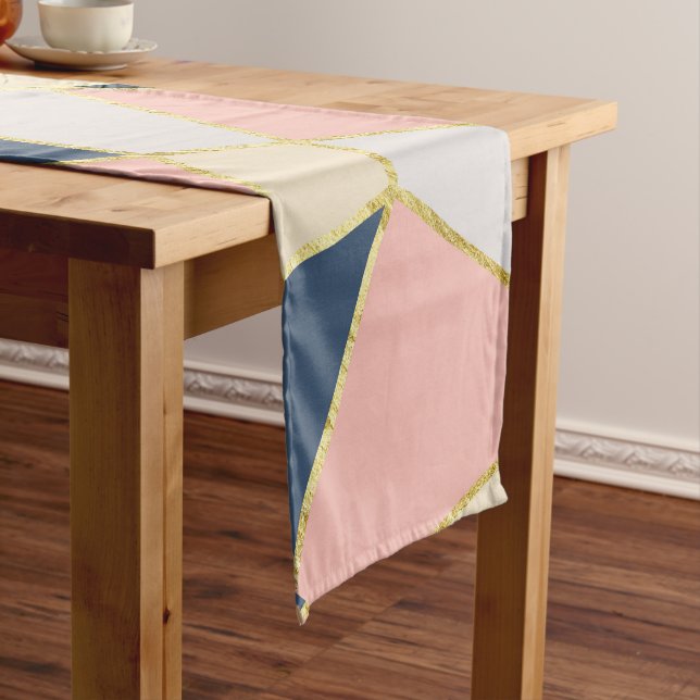 Girly Geometric Triangles with Faux Gold Short Table Runner (In Situ)