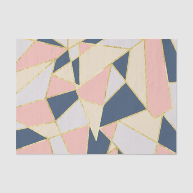 Girly Geometric Triangles with Faux Gold Tissue Paper (Front)