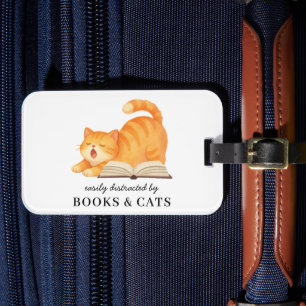 Girly Ginger Bookish Cat Funny Book Lover Saying Luggage Tag
