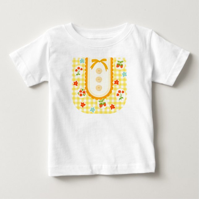Girly gingham check pattern with cute ribbon baby T-Shirt (Front)