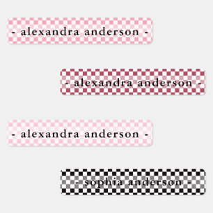 Girly Gingham Kids Name 
