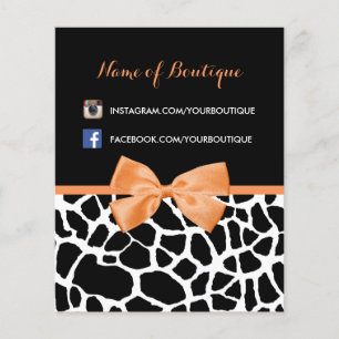Girly Giraffe Print Orange Bow Fashion Boutique Flyer