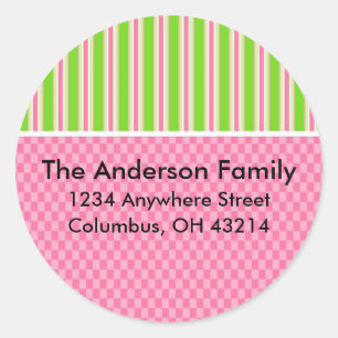 Girly Girl Checks & Stripes Return Address Labels