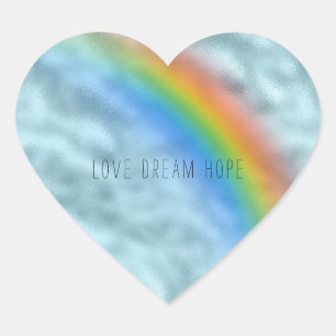 Girly Glam Aqua Rainbow Heart Sticker