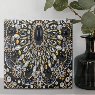 girly glam art deco black gold bohemian  tile