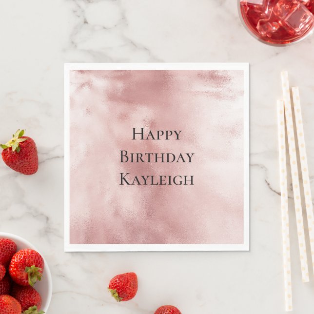 Girly Glam Blush Pink Birthday Napkin (Insitu)