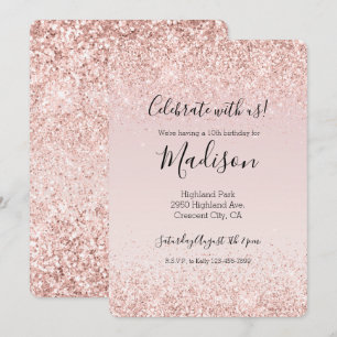 Girly Glam Blush Pink Glitter Sparkle Invitation