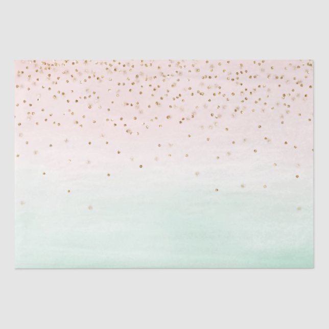 Girly Glam Blush Pink Mint Gold Sparkle Confetti Tissue Paper (Front)