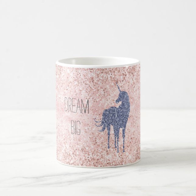 Girly Glam Blush Pink Purple Unicorn Glitter Coffee Mug (Center)