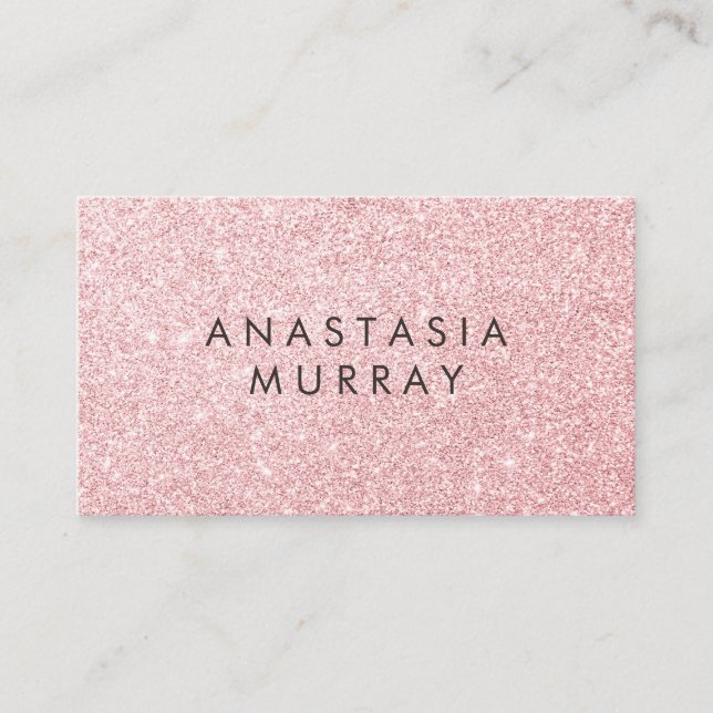 Girly & Glam Blush Pink Rose Gold Glitter Sparkles Business Card (Front)
