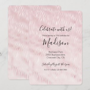 Girly Glam Blush Pink Zebra Print Invitation