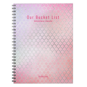 Girly Glam BUCKET LIST Pink Glitter Custom Notebook