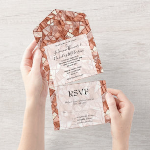 Girly Glam Chic Rose Gold All In One Invitation