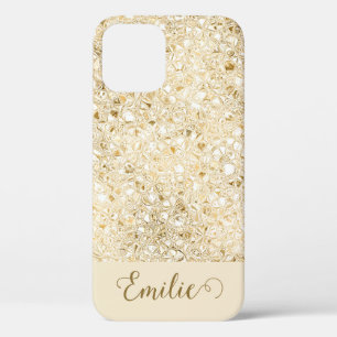 Girly Glam Gold Glitter Monogram Name Script Case
