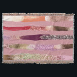 Girly Glam Gold Pink Glitter Metallic Brushstrokes Throw Blanket<br><div class="desc">Thie girly and artsy themed design is perfect for the trendy and stylish woman. It features a chic and glamourous design depicting a faux printed gold, silver, purple, pink, wine, red, and copper glitter and metallic brushstrokes on top of a simple pink background. It's elegant, fashionable, and stylish for the...</div>