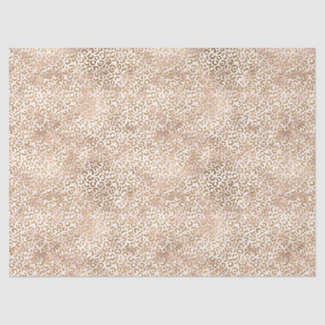 Girly Glam Gold Pink Leopard Print Tissue Paper (Front)