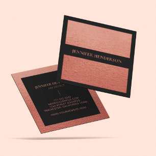 Girly Glam Gold Rose Gold Texture Professional  Square Business Card