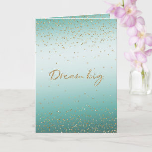 Girly Glam Gold Sparkle Confetti Mint Glitter Card