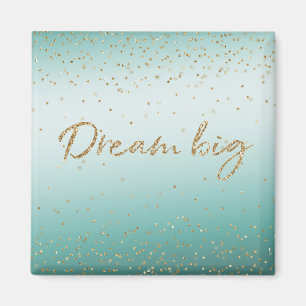 Girly Glam Gold Sparkle Confetti Mint Glitter Magnet