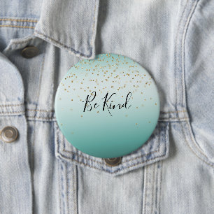 Girly Glam Gold Sparkle Confetti Mint Ombre person 10 Cm Round Badge