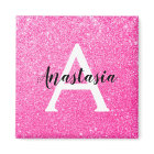 Girly Glam Hot Pink Glitter Sparkles Monogram Name