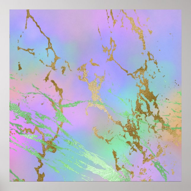 Girly Glam Marble | Trendy Playful Pastel Ombre Poster (Front)