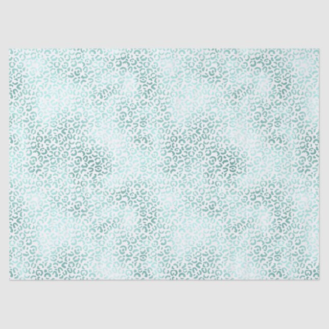 Girly Glam Mint Leopard Print Tissue Paper (Front)