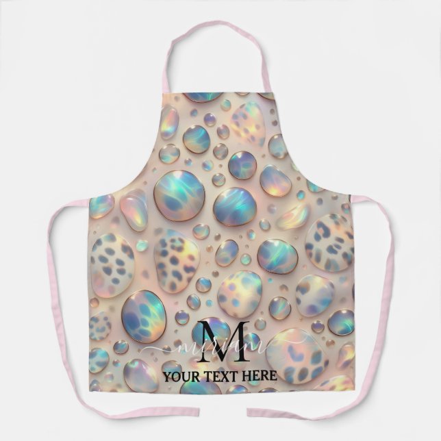 Girly Glam Opal Leopard Print All-Over Print Apron (Front)