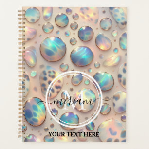 Girly Glam Opal Leopard Print Office School Planner