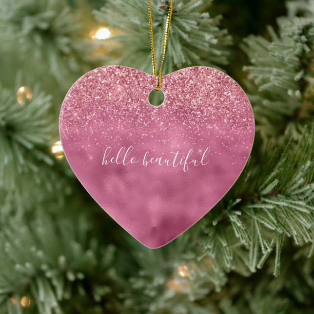 Girly Glam Pink Glitter Ceramic Tree Decoration (Tree)