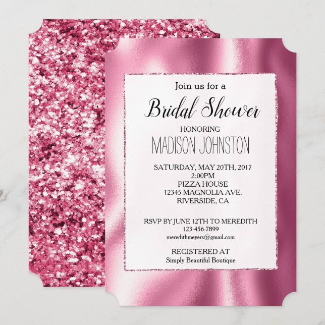 Girly Glam Pink Invitation (Front/Back)