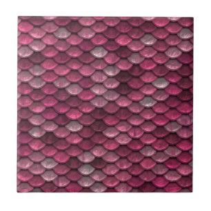 Girly Glam Pink Mermaid Scales Dragon Pattern Tile