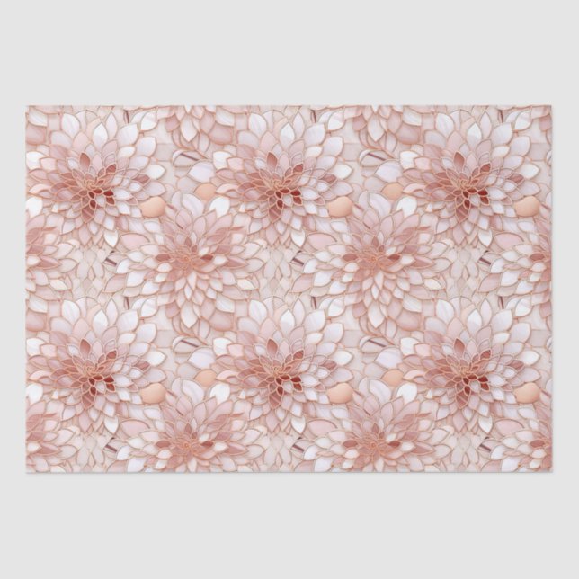 Girly Glam Pink Rose Gold Floral Tissue Paper (Front)