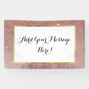 Girly Glam Pink Rose Gold Foil and Glitter Mesh Banner