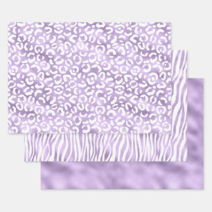 Girly Glam Purple Animal Print Wrapping Paper Sheet