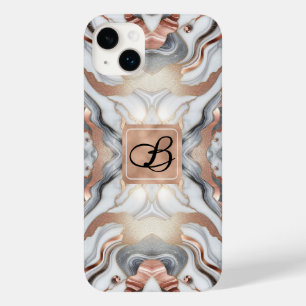 Girly Glam Rose Gold Silver & White Marble  Case-Mate iPhone 14 Plus Case