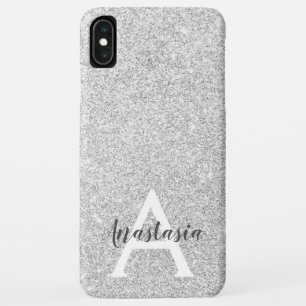 Girly Glam Silver Glitter Sparkles Monogram Name Case-Mate iPhone Case