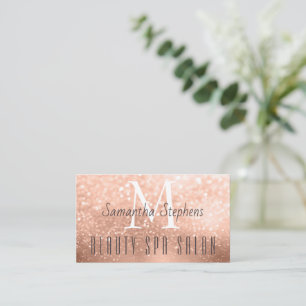 Girly Glamourous Rose Gold Glitter Hair SPA Salon Business Card